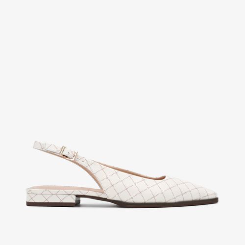 Slingback Salto Baixo Off White Monograma Jb Couro