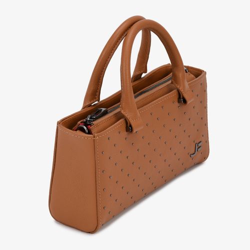 Bolsa Tote Tachas Marrom Caramelo Couro