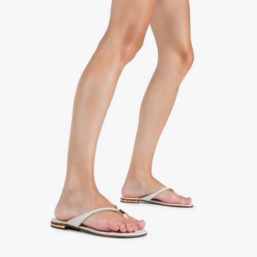 Chinelo Flat Jb Off White Couro