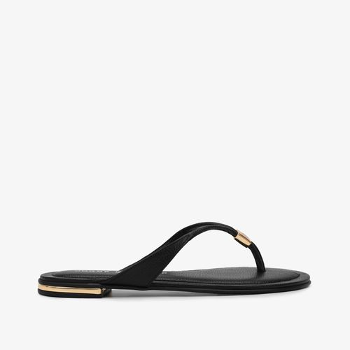 Chinelo Flat Jb Preto Couro