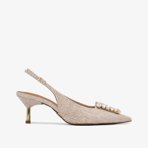 Slingback Pedrarias Off White Couro