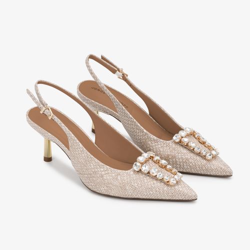 Slingback Pedrarias Off White Couro