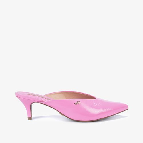 Mule Bico Fino Rosa Couro