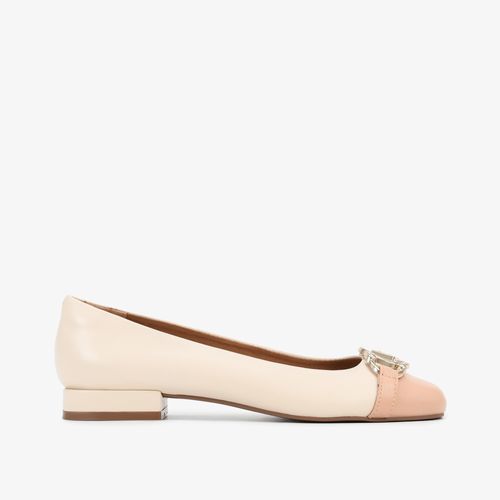 Scarpin Off White Nude Couro
