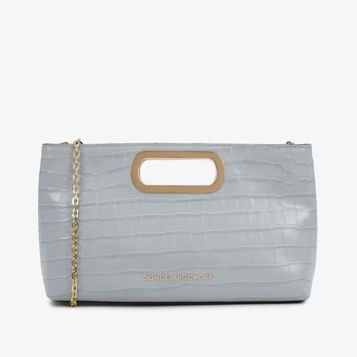 Bolsa Clutch Azul Hortência Couro Crocco