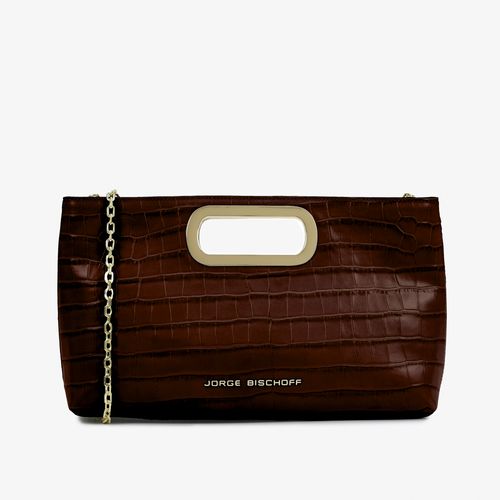 Bolsa Clutch Marrom Couro Crocco