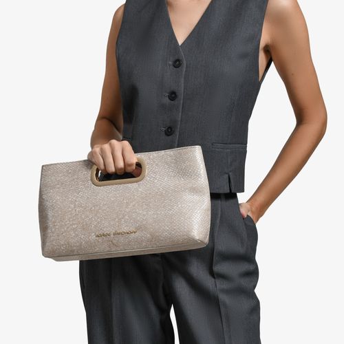 Bolsa Clutch Off White Couro