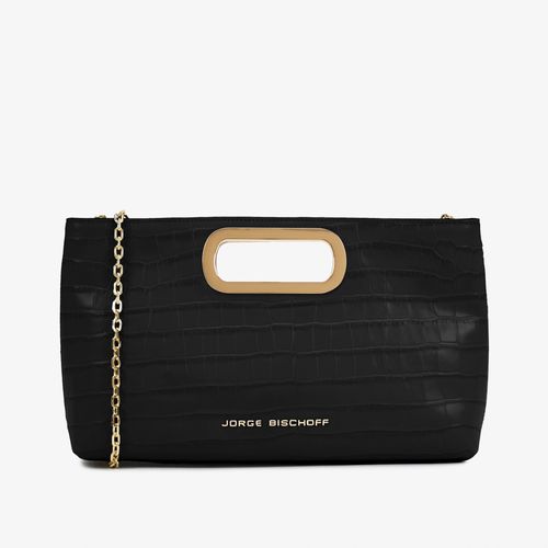 Bolsa Clutch Preto Couro Crocco
