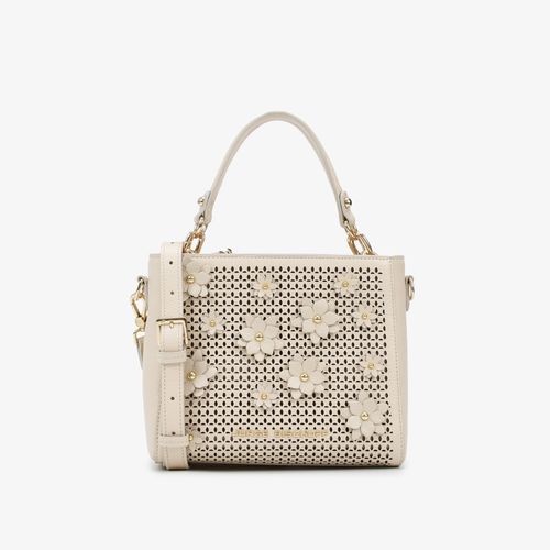 Bolsa Tote Flores Off White Couro