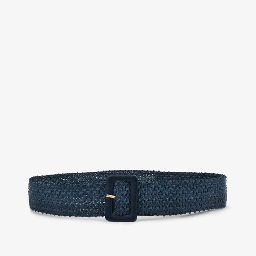 Cinto Ráfia Azul Marinho Couro