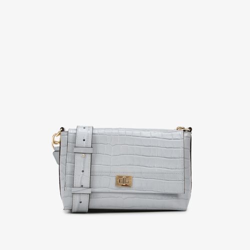Bolsa Transversal Azul Hortênsia Couro Crocco