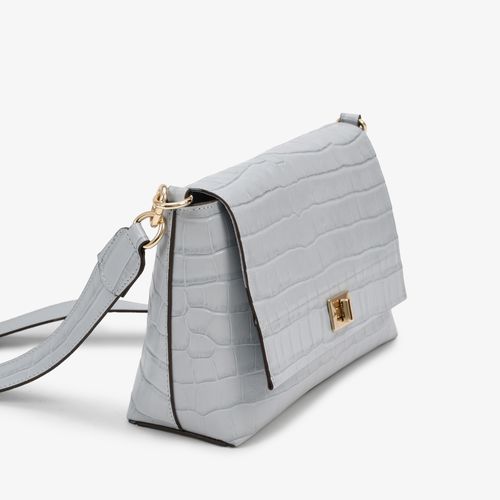 Bolsa Transversal Azul Hortênsia Couro Crocco