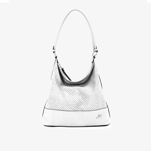 Bolsa Hobo Branco Blanc Perfuros Couro