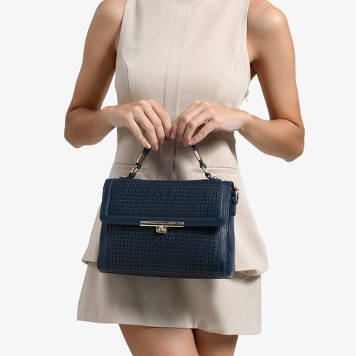 Bolsa Satchel Azul Marinho Couro