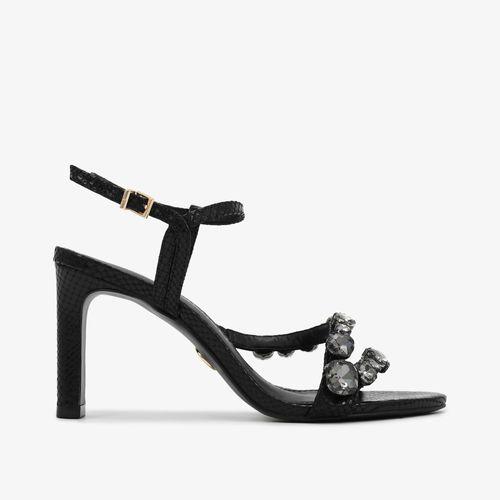 Sandália Salto Bloco Preto Couro