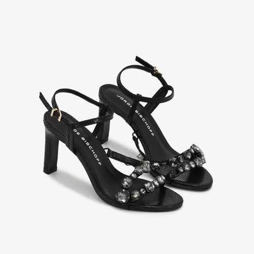 Sandália Salto Bloco Preto Couro