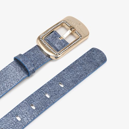 Cinto Azul Marinho Jeans Monograma Jb Couro