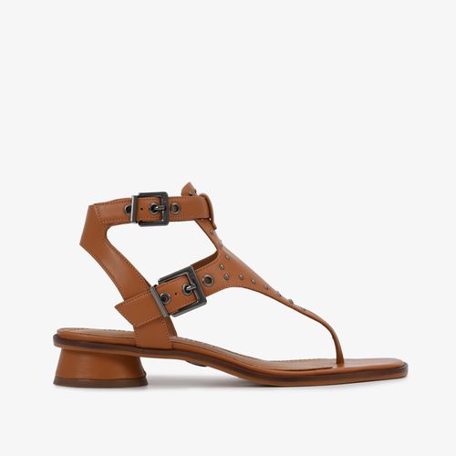 Sandália Tachas Marrom Caramelo Couro