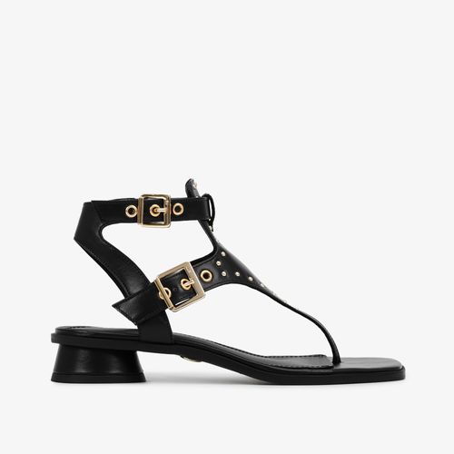Sandália Tachas Preto Couro