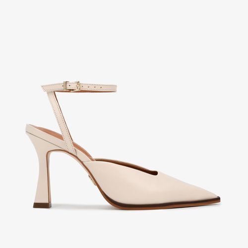Slingback Salto Alto Off White Couro