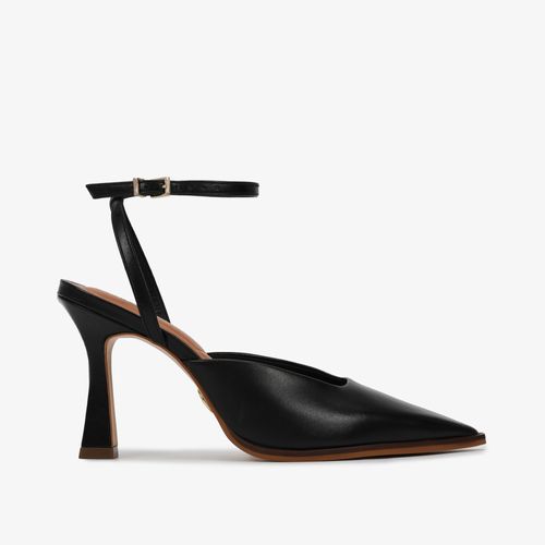 Slingback Salto Alto Preto Couro