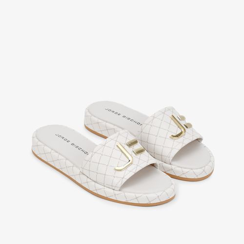 Slide Off White Nude Monograma Jb Couro