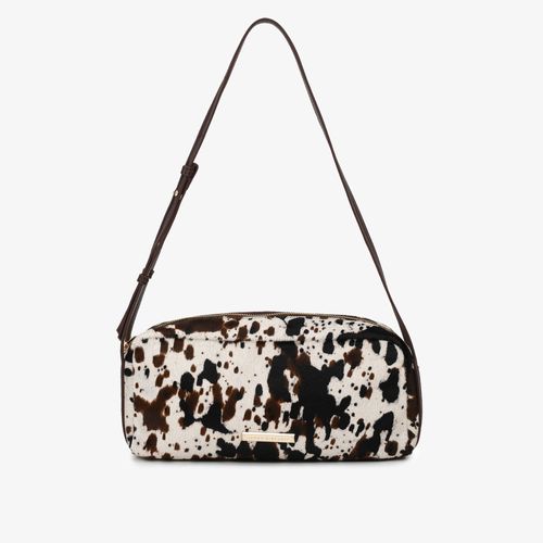 Bolsa De Ombro Animal Print Cow Camurça Couro