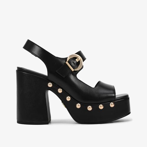 Sandália Plataforma Preto Couro