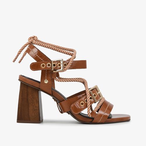 Sandália 4 Em 1 Marrom Caramelo Couro