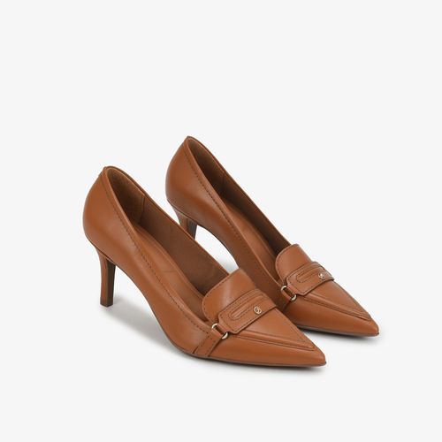 Scarpin Salto Fino Marrom Caramelo Couro