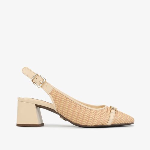 Slingback Ráfia Off White Couro