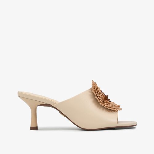 Tamanco Ráfia Off White Marrom Couro