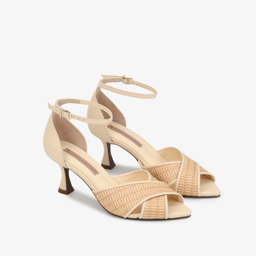 Sandália Ráfia Amarelo Butter Couro