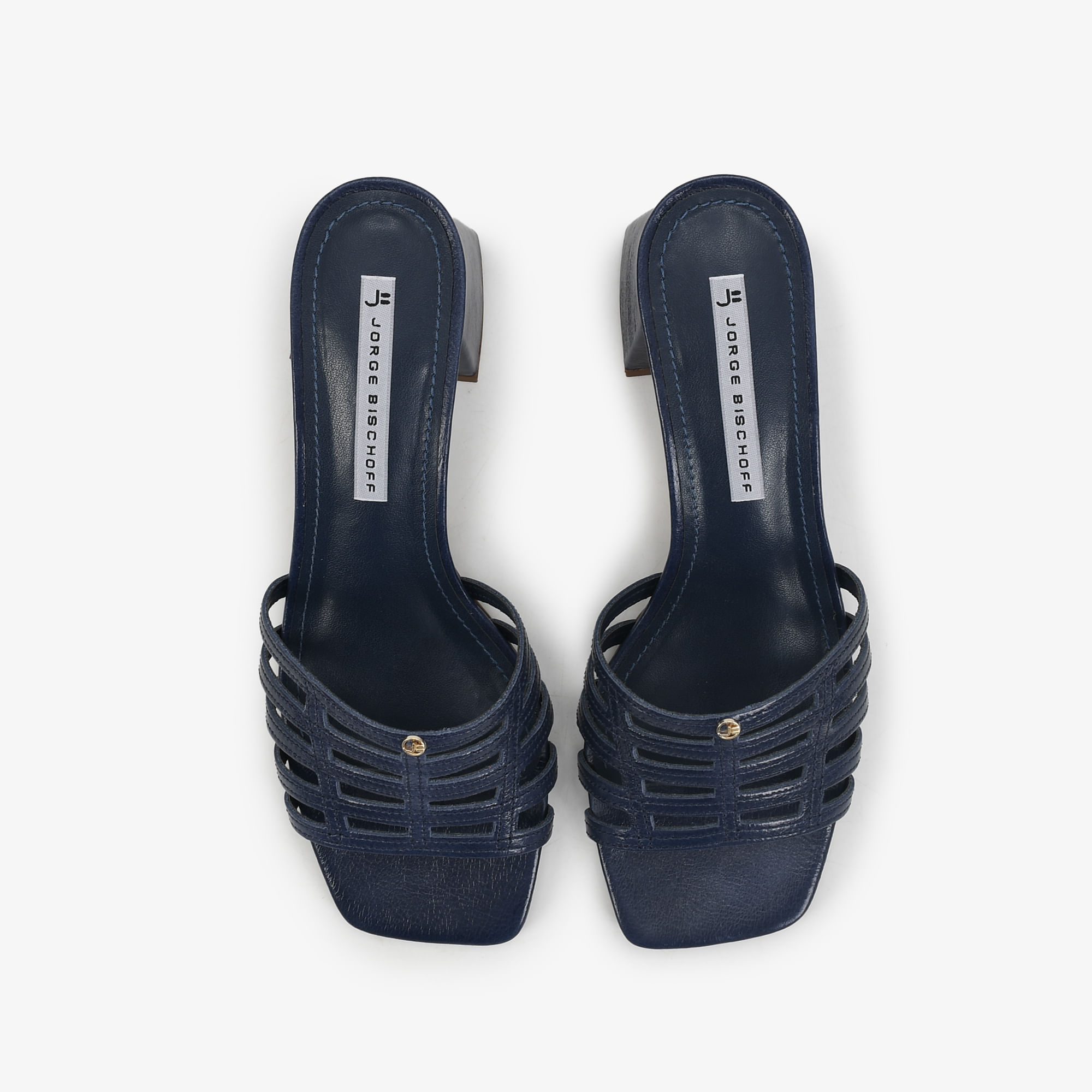 Tamanco Salto Bloco Azul Marinho Couro Caseinado - Sapatos, Bolsas