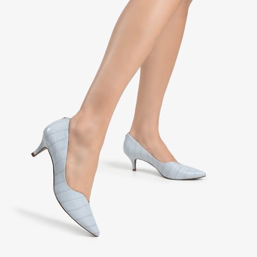 Scarpin Azul Hortênsia Couro Croco