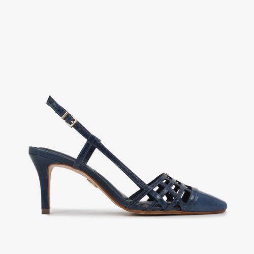 Slingback Azul Marinho Couro Caseinado