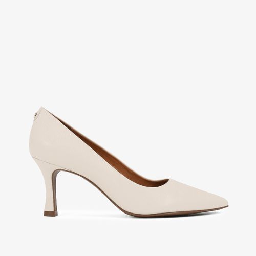 Scarpin Salto Fino Off White Brulée Couro