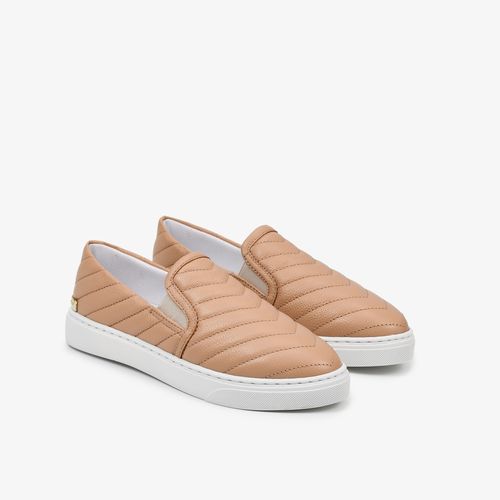 Tênis Slip On Nude Couro