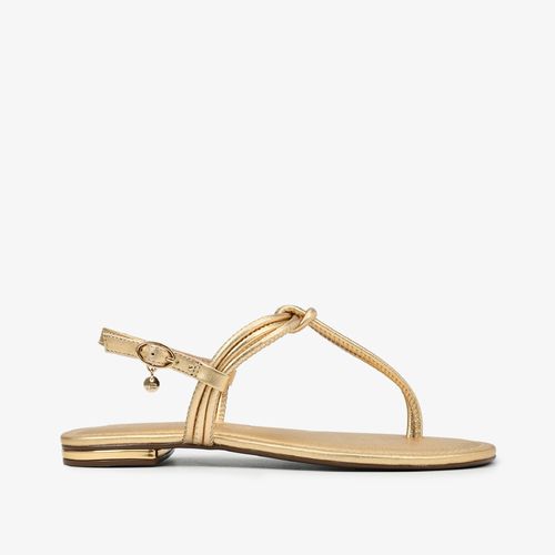 Sandália Dourado Ouro Pingente Couro