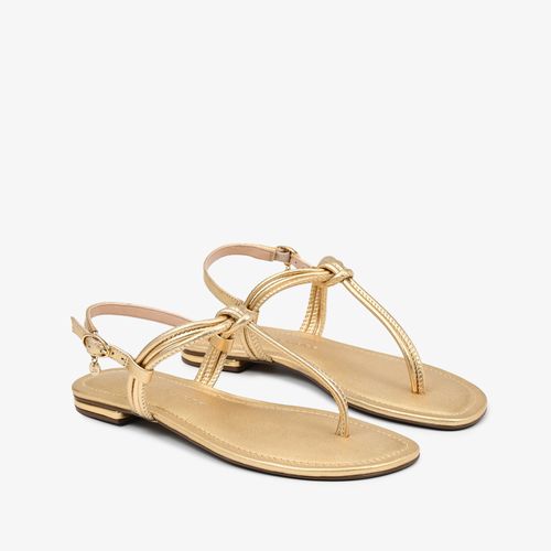 Sandália Dourado Ouro Pingente Couro