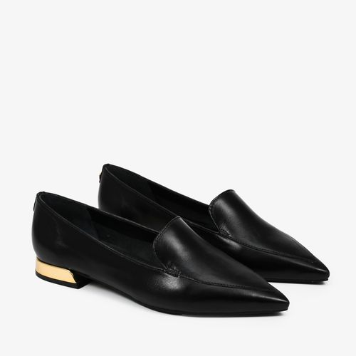 Sapatilha Preto Dourado Couro