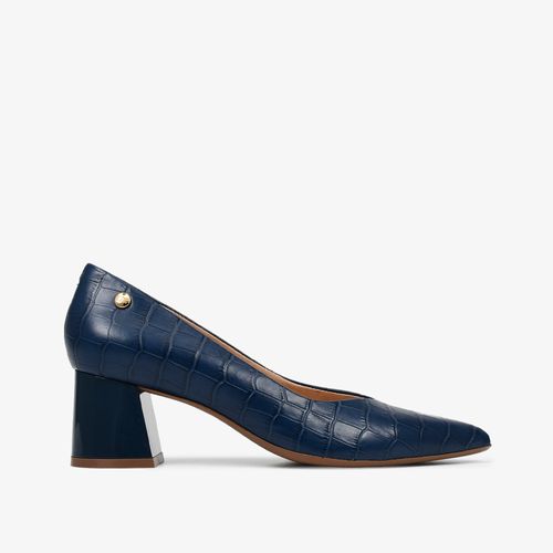 Scarpin Azul Marinho Couro Croco