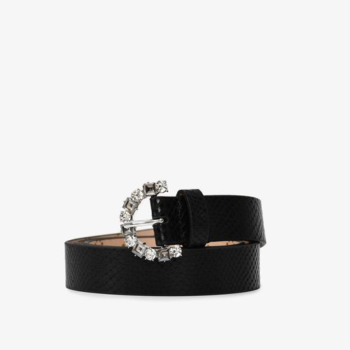 Cinto Feminino Preto Monograma Jb Couro Snake