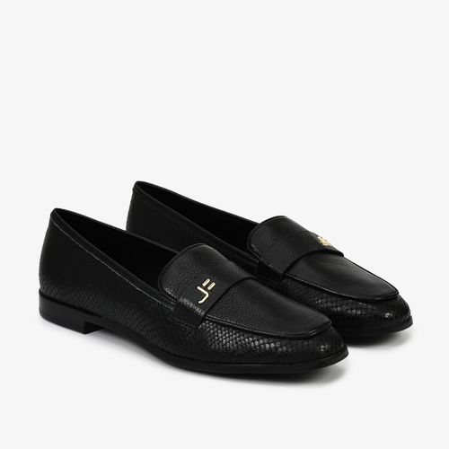 Loafer Preto Couro Snake