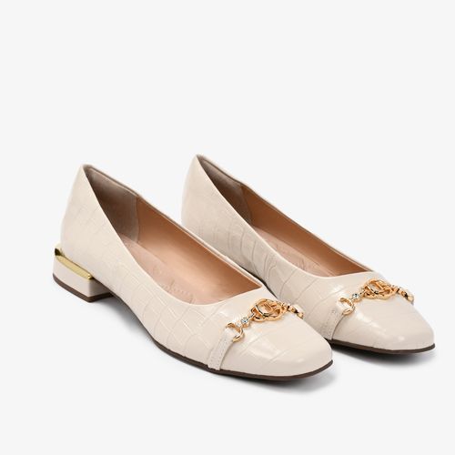 Sapatilha Bridão Off White Couro Croco