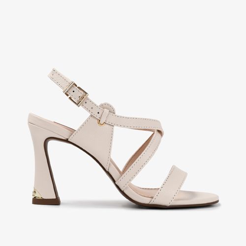 Sandália Salto Fino Off White Couro