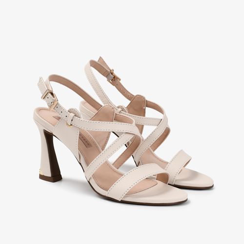 Sandália Salto Fino Off White Couro