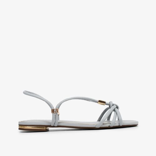 Sandália Flat Azul Hortênsia Couro