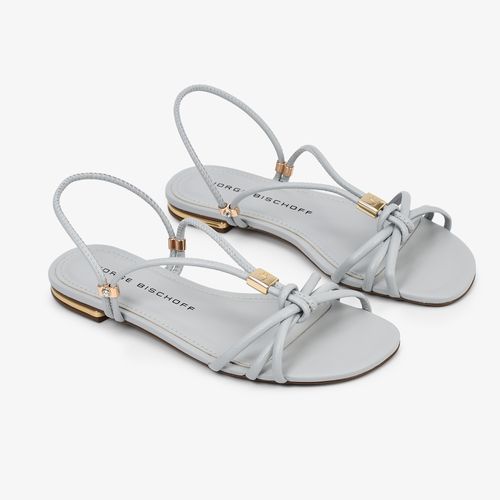 Sandália Flat Azul Hortênsia Couro