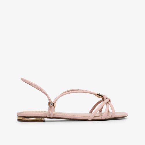 Sandália Flat Rosê Couro